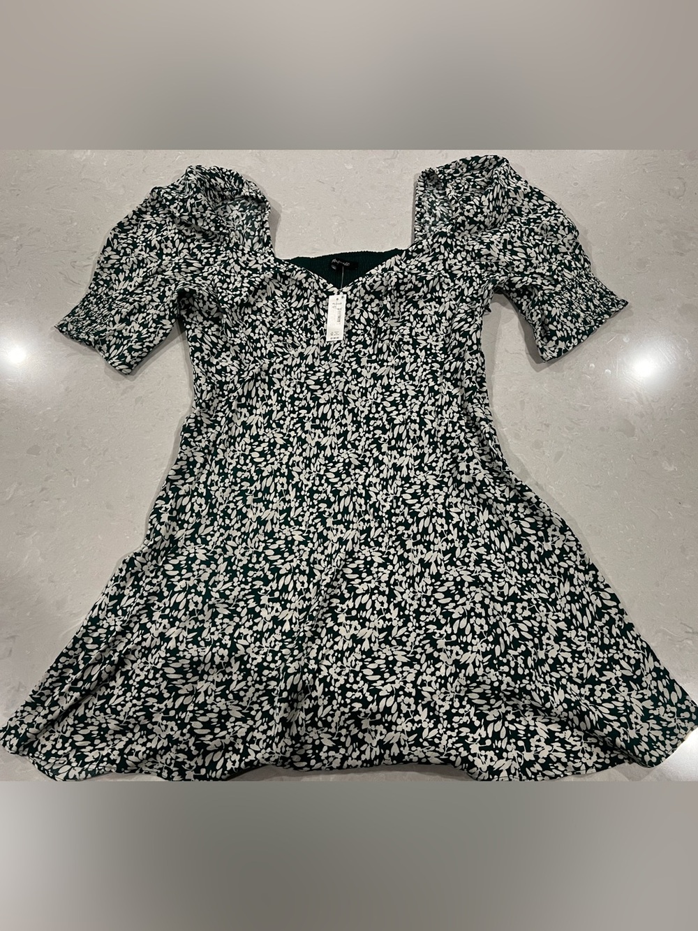 Madewell Green White Floral Print Dress Size 10 NWT